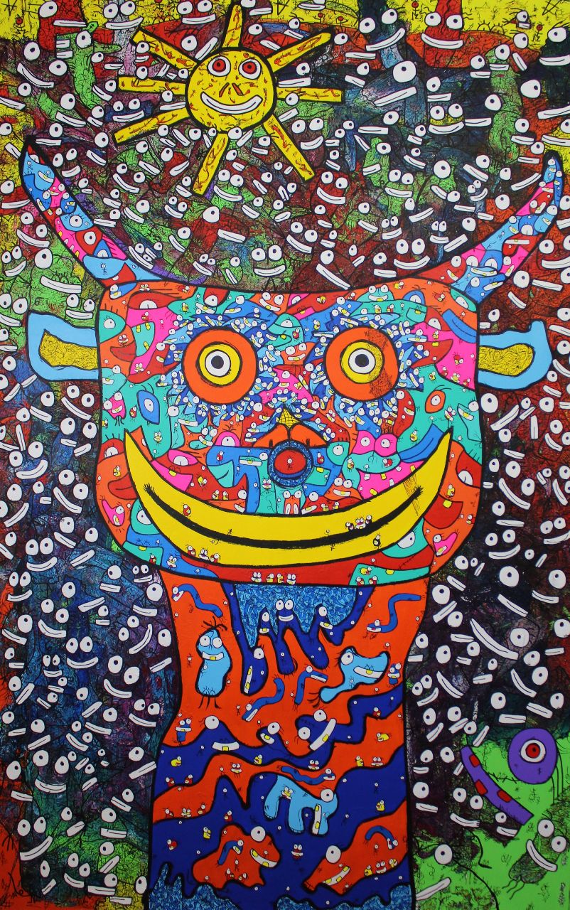 The Smiling Bull Acrylic 2020-2021 Size 210x130 cm Copyright ©Vhilo